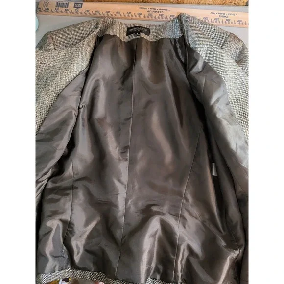 Professional Boss John Meyer Luxury Bronze Tweed Blazer Women 8 Peplum Bows - Picture 9 of 10